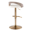 Grotto - Adjustable Barstool (Set of 3) - Gold Metal, Light Gray Wood