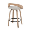 Grotto - 26" Fixed-Height Counter Stool With Swivel And Round Black Metal Footrest (Set of 2) - White Washed Wood And Oat Fabric