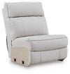 Social Pointe 5-Piece Power Reclining Sectional - Pearl/Ash
