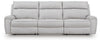 Social Pointe 3-Piece Power Reclining Sectional - Pearl/Ash