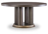 Lancia - Complete Round Dining Table - Charred Oak