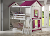 Sweetheart Twin-over-Twin House Bunk Bed — White and Pink