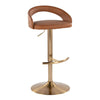 Grotto - Upholstered Adjustable Barstool - Gold Metal Base