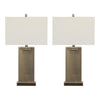 Royce - 26" Metal Table Lamp (Set of 2) - Antique Brass And White Linen