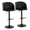 Fran - Adjustable Barstool (Set of 2) - Black Metal, Black Faux Leather