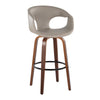Curvo - 30" Fixed-Height Barstool With Swivel And Round Metal Footrest (Set of 2) - Walnut Wood