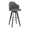 Ahoy - Upholstered Fixed-Height Barstool (Set of 2) - Black Base, Gold Footrest
