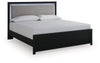 Maeling King Upholstered Panel Bed - Black
