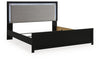 Maeling King Upholstered Panel Bed - Black