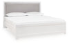 Maeling King Upholstered Panel Bed - White/Gray