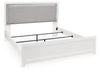 Maeling King Upholstered Panel Bed - White/Gray
