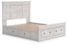 Makidern Queen Panel Storage Bed - Whitewash (PCB1171B10)