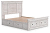Makidern Queen Panel Storage Bed - Whitewash