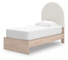 Arloster Twin Upholstered Panel Bed with Storage - Tan/White