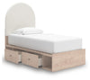 Arloster Twin Upholstered Panel Bed with Storage - Tan/White