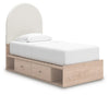 Arloster Twin Upholstered Panel Bed with Storage - Tan/White