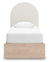 Arloster Twin Upholstered Panel Bed with Storage - Tan/White