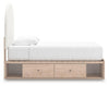 Arloster Twin Upholstered Panel Bed with Storage - Tan/White
