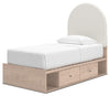 Arloster Twin Upholstered Panel Bed with Storage - Tan/White (PCB1566B6)