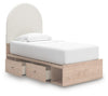 Arloster Twin Upholstered Panel Bed with Storage - Tan/White (PCB1566B6)