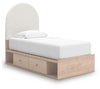 Arloster Twin Upholstered Panel Bed with Storage - Tan/White (PCB1566B6)
