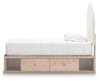 Arloster Twin Upholstered Panel Bed with Storage - Tan/White (PCB1566B6)