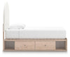 Arloster Twin Upholstered Panel Bed with Storage - Tan/White (PCB1566B6)