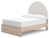 Arloster Full Upholstered Panel Bed with Storage - Tan/White