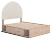 Arloster Full Upholstered Panel Bed with Storage - Tan/White