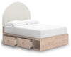 Arloster Full Upholstered Panel Bed with Storage - Tan/White