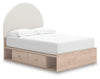 Arloster Full Upholstered Panel Bed with Storage - Tan/White