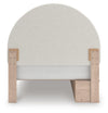 Arloster Full Upholstered Panel Bed with Storage - Tan/White