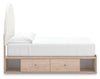 Arloster Full Upholstered Panel Bed with Storage - Tan/White