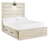 Cambeck Full Panel Bed with 2 Storage Drawers - Whitewash (B192B16)