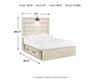 Cambeck Full Panel Bed with 2 Storage Drawers - Whitewash (B192B16)