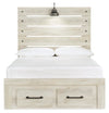 Cambeck Full Panel Bed with 2 Storage Drawers - Whitewash