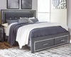 Lodanna King Panel Bed with 2 Storage Drawers - Gray
