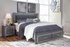 Lodanna King Panel Bed with 2 Storage Drawers - Gray