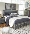 Lodanna King Panel Bed with 2 Storage Drawers - Gray