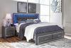 Lodanna King Panel Bed with 2 Storage Drawers - Gray