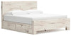 Lawroy King Panel Bed with Storage - Light Natural