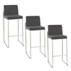 Fuji High Back 30" Fixed-Height Barstool - Set of 3