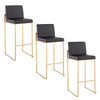 Fuji High Back 30" Fixed-Height Barstool - Set of 3