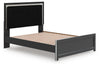 Zuraleus Queen Upholstered Panel Platform Bed - Black