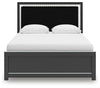 Zuraleus Queen Upholstered Panel Platform Bed - Black