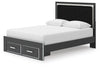 Zuraleus Queen Upholstered Panel Platform Storage Bed - Black