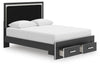 Zuraleus Queen Upholstered Panel Platform Storage Bed - Black