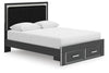 Zuraleus Queen Upholstered Panel Platform Storage Bed - Black