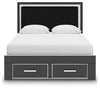 Zuraleus Queen Upholstered Panel Platform Storage Bed - Black