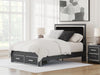Zuraleus Queen Upholstered Panel Platform Storage Bed - Black